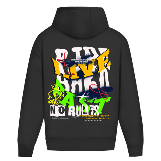 RIDE HARD LIVE FAST NO RULES - Oversize Biker Hoodie ohne Kordel