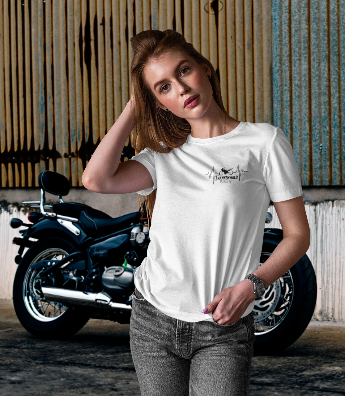 HERZKLOPFEN - FRANKENWALD BIKER - Oversize Biker T-Shirt für Frauen