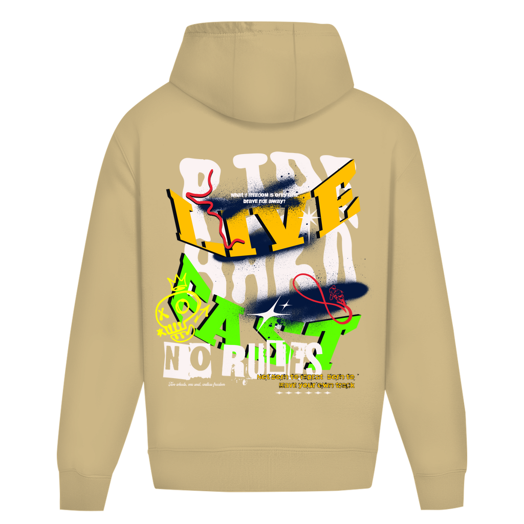 RIDE HARD LIVE FAST NO RULES - Oversize Biker Hoodie ohne Kordel