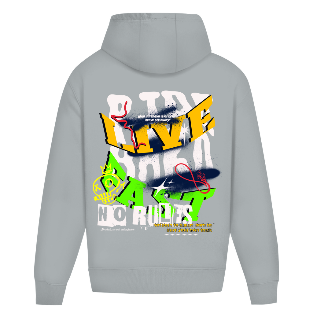 RIDE HARD LIVE FAST NO RULES - Oversize Biker Hoodie ohne Kordel