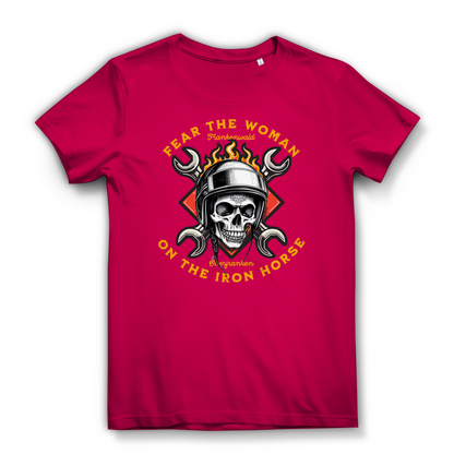 FEAR THE WOMAN ON THE IRON HORSE - Biker Shirt für Damen