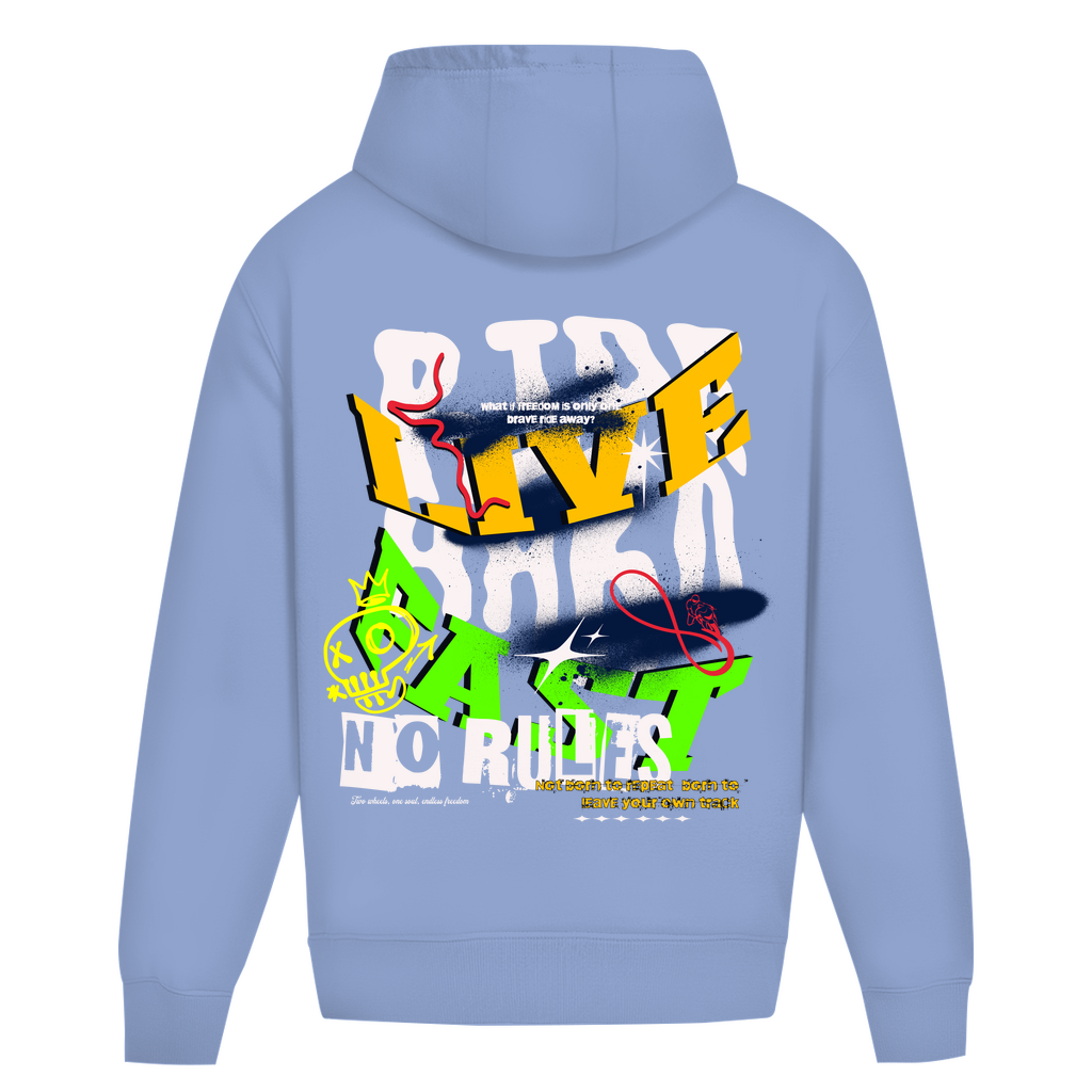 RIDE HARD LIVE FAST NO RULES - Oversize Biker Hoodie ohne Kordel