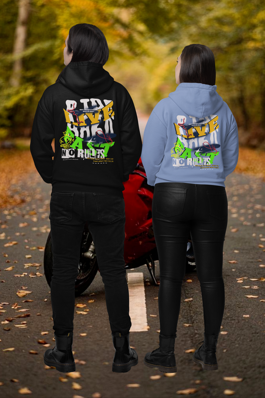 RIDE HARD LIVE FAST NO RULES - Oversize Biker Hoodie ohne Kordel