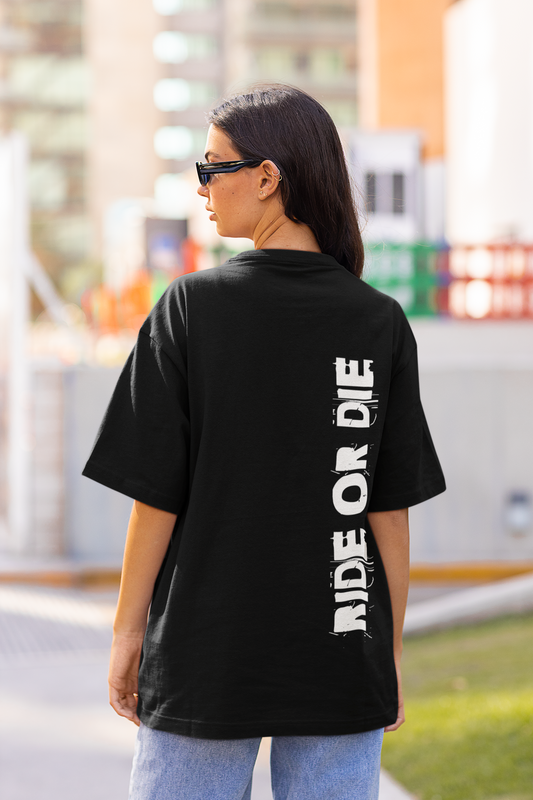 RIDE OR DIE Oversized Biker Shirt Frauen